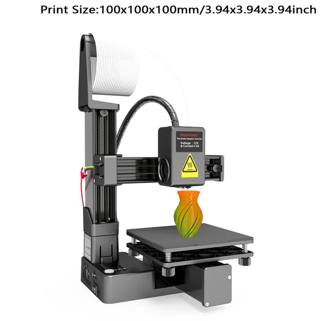 Entry Level Mini 3D Printer 100x100x100mm for Student & DIY, PLA/TPU Compatible with Power Adapter 1
