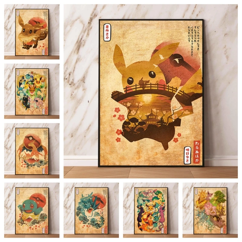 Poster Su Tela Pokemon Eevee Classic Modular Painting Wall Art Home Living Room Cuadros Miglior Regalo Regali Di Natale Appesi
