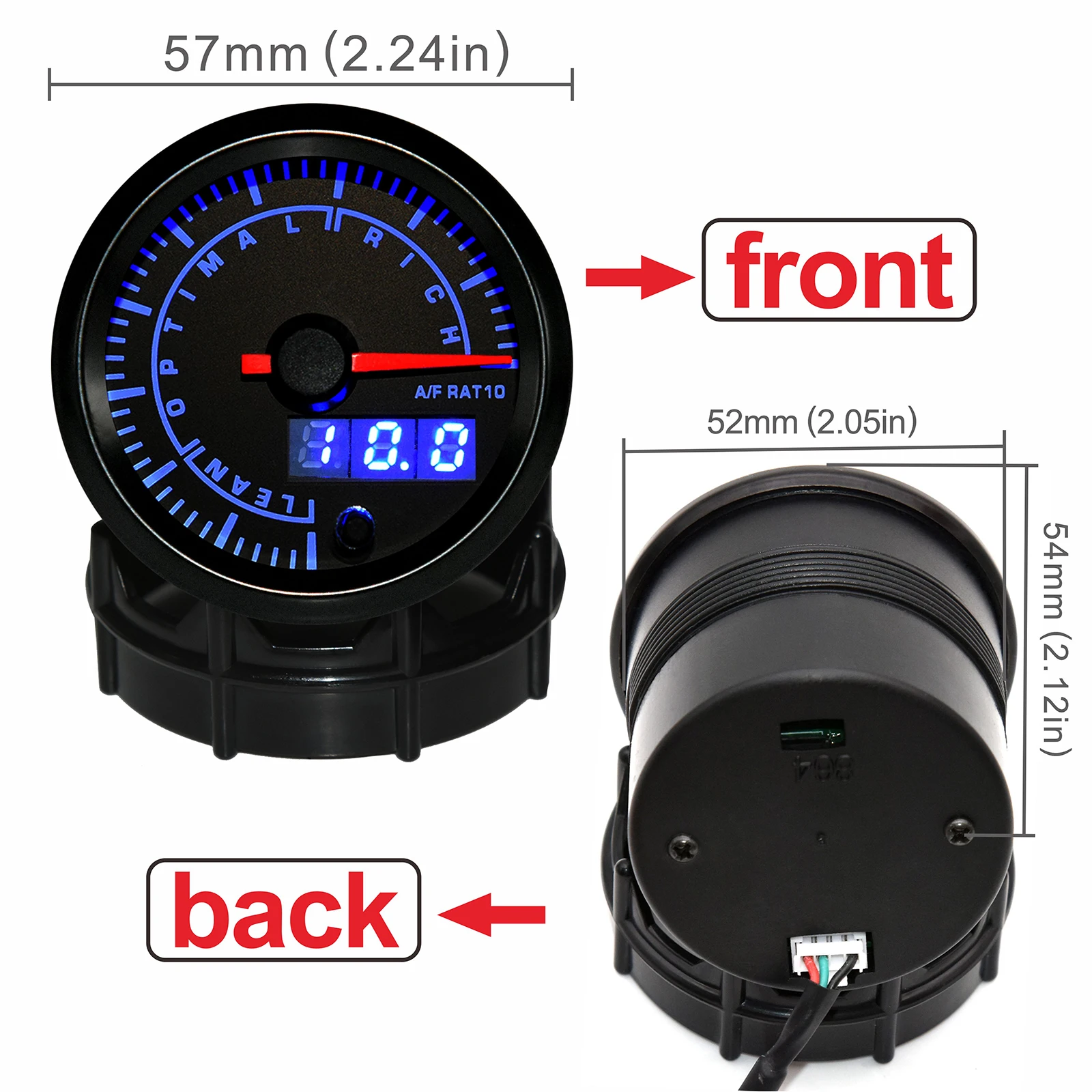 52mm Narrowband Air Fuel Ratio Gauge Kit 7 Colors LED Digital AFR Meter Narrowband O2 Oxygen Sensor Universal 12V Car air fuel ratio gauge