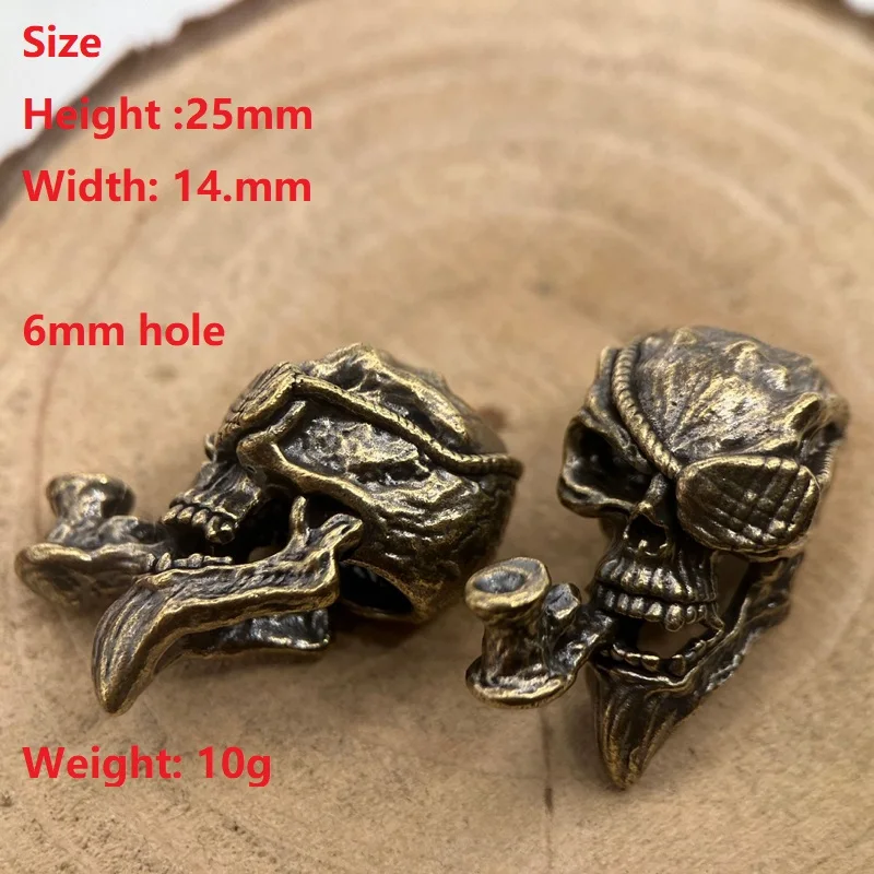 한 눈의 해적 해골 캡틴 황동 칼 구슬 EDC DIY Paracord 짠 팔찌 매는 밧줄 펜던트 액세서리 야외 도구 쥬얼리