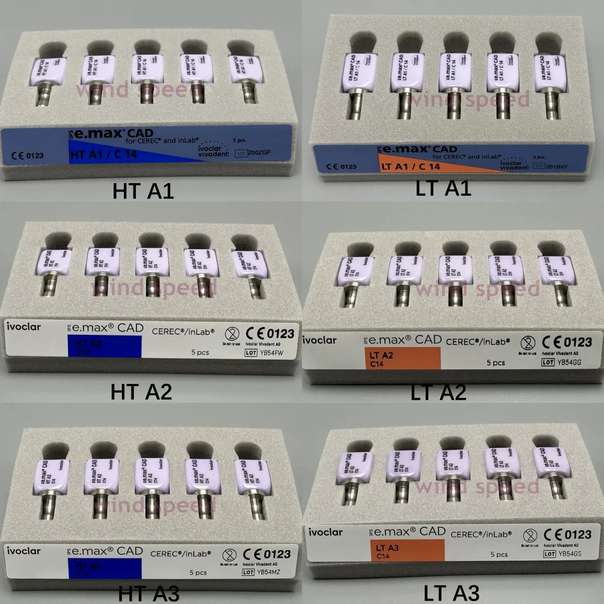 5PCS IVOCLAR E.max Cad Dental Lab Glass Ceramics Blocks Restorations