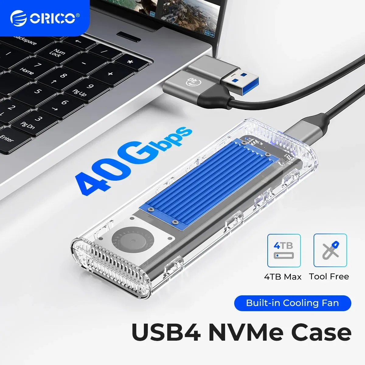 Custodia Ssd Orico 40Gbps Usb4 M.2 Compatibile Con Thunderbolt 3 4 Con Ventola Di Raffreddamento Custodia M2 Nvme Per Macbook Prosamsung