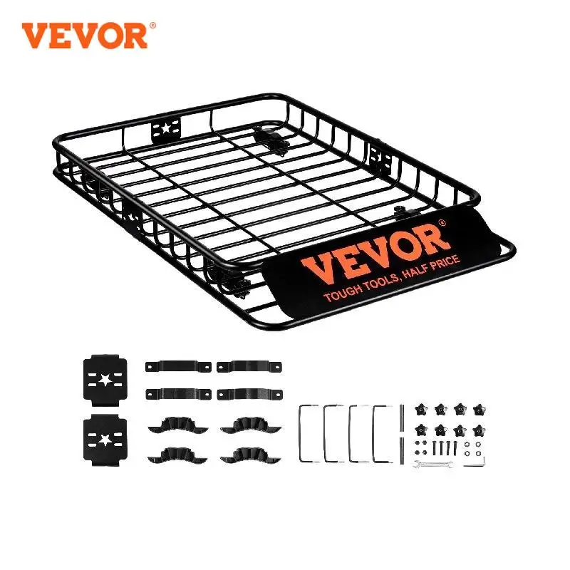 VEVOR Roof Rack Cargo Basket 46x36x4.5 / 51x36x5 Rooftop Cargo Carrier Heavy-Duty 200 LBS Capacity for SUV Truck Vehicle