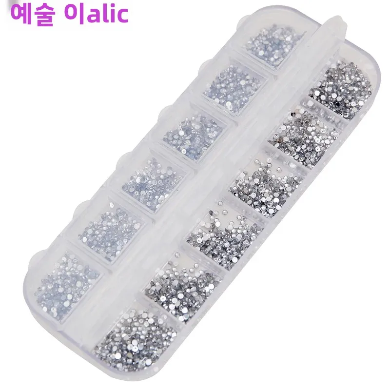 3000개 클리어 실버 라인스톤 1.5mm 라운드 글리터 네일 아트 DIY 장식 하..