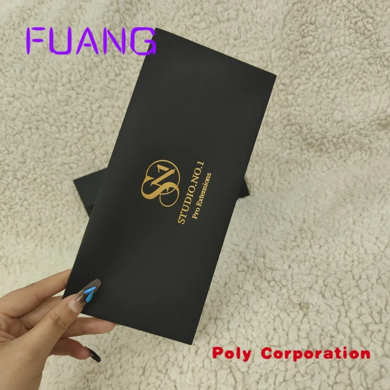

Custom Customized high-end luxury 250gsm black cardstock paper envelopes printed with gold logo paper envelopes