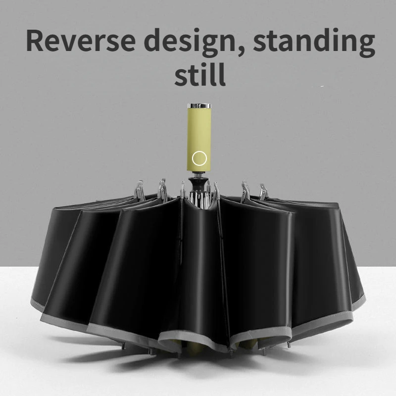 Reverse Folding Umbrella Fully Automatic Windproof Reflective Stripe UV