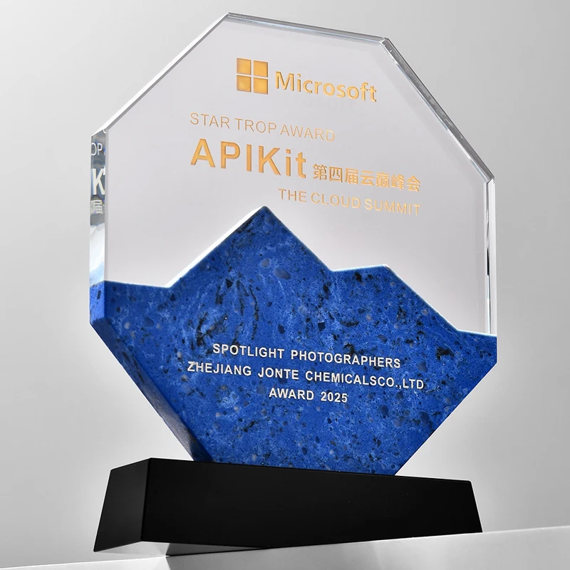 Customized Octagonal Crystal Trophy, Company Annual Meeting Excellent Employee Souvenirs Home Decoration Craft, Marble Medal 1Pc