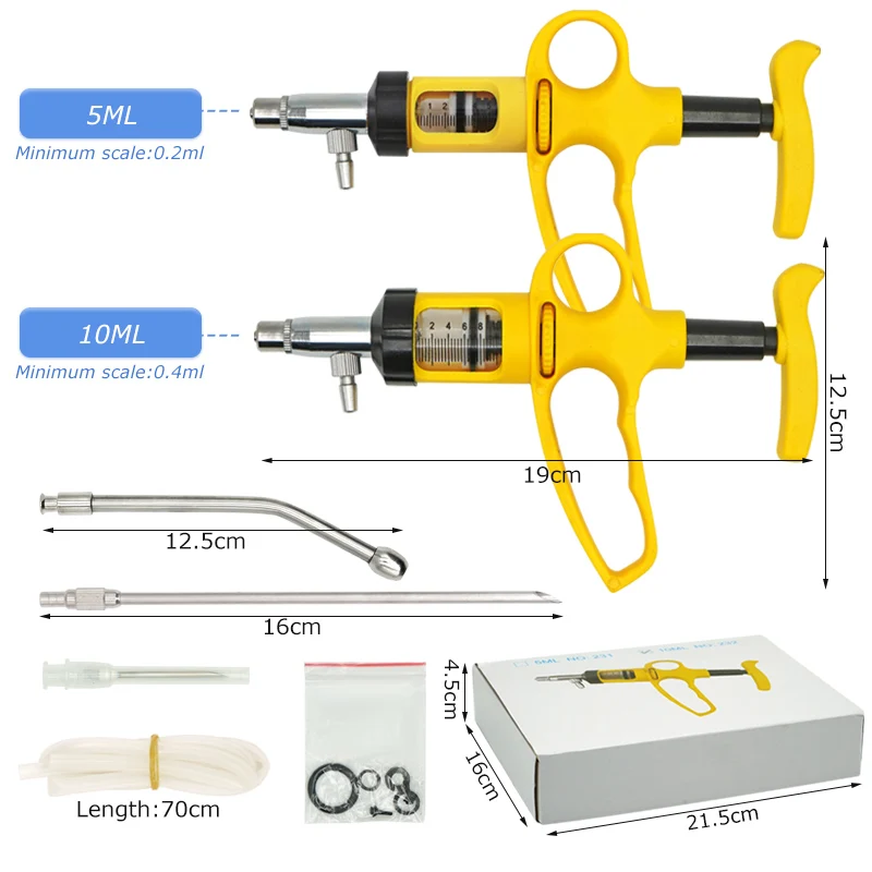 5Ml/10Ml Cattle Injector Animal Husbandry Ducks Pig Oral Pour On Livestock Drench Continuous Syringe Vaccine Chickens Sheep Disposable Plastic Syringe