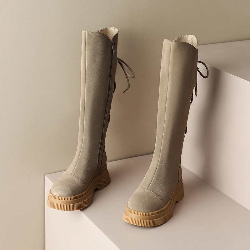 Platform Wedge Women's Autumn Thigh Boots Winter Plush Over the Knee Boots Sexy Female Stretch High Heel Leather Boots New 35-40