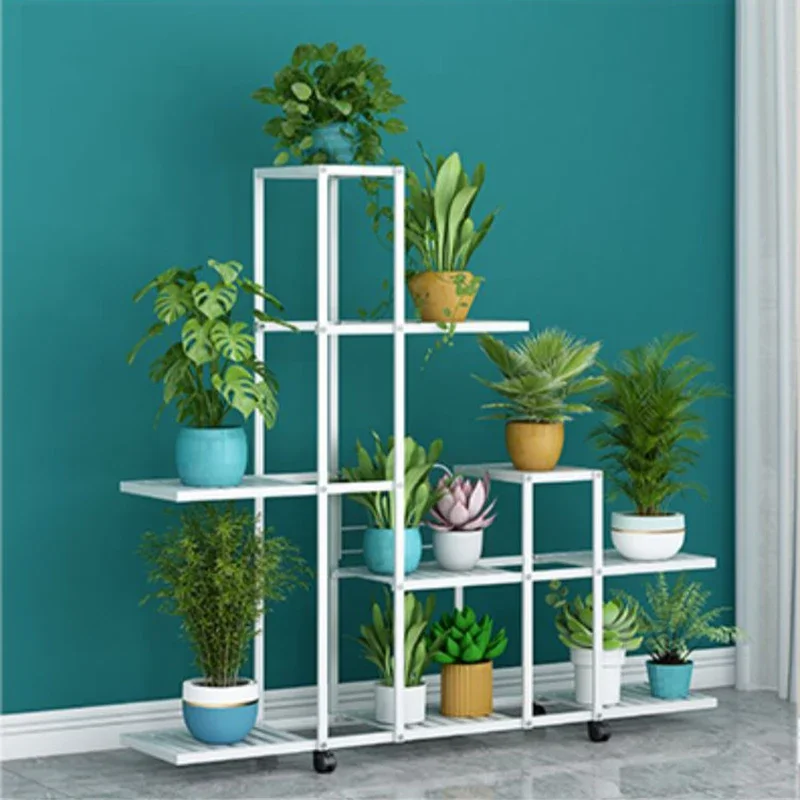 

Iron Metal Plant Shelf Support Indoor Frame Tiered Display Flowers Stand Backdrop Floor Soporte Para Plantas Balcony Furniture