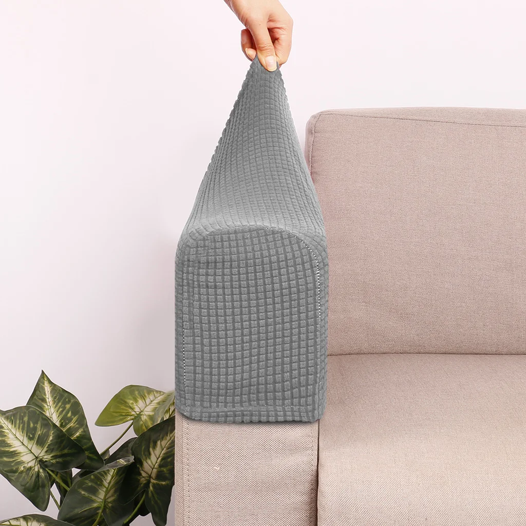 2pcs/set Shake fleece solid color elastic dustproof sofa armrest glove decoration 4