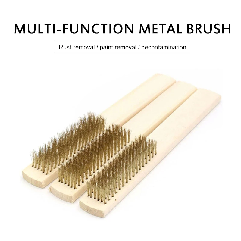 

Polishing Grinding Brass Copper Wire Brush Steel Brush With Wooden Handle Nylon Wire Brush For Jewelry Rust Paint Removal