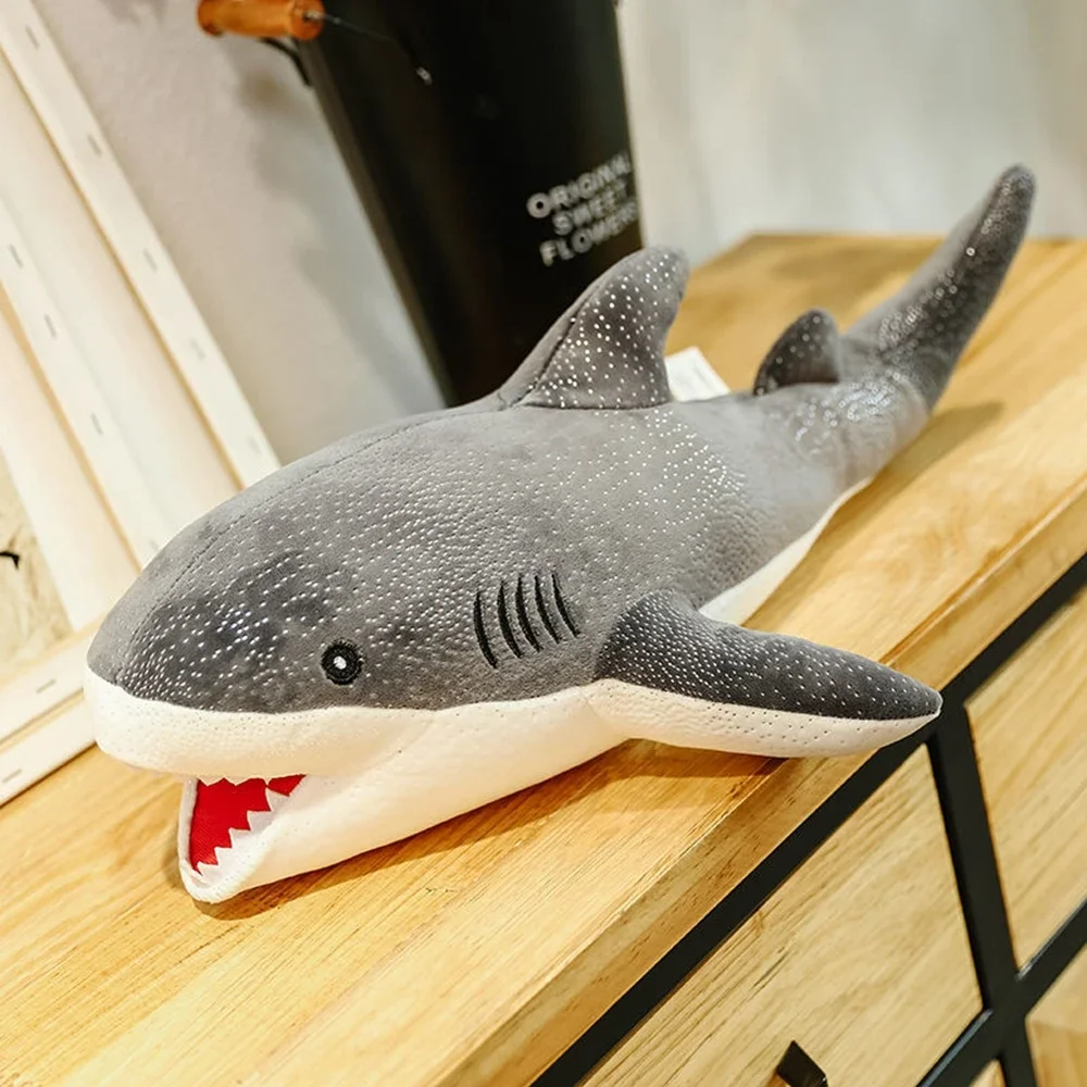 40CM Mesh Red Spot Shark Plush Toy Cute Simulation Serrated Great White Shark Throw Pillow Sparkler Doll Child Birthday Gift 3d slow rebound memory pillow core double sided mesh pillow sleep cervical traction pillow 60 x 38 x 10cm white