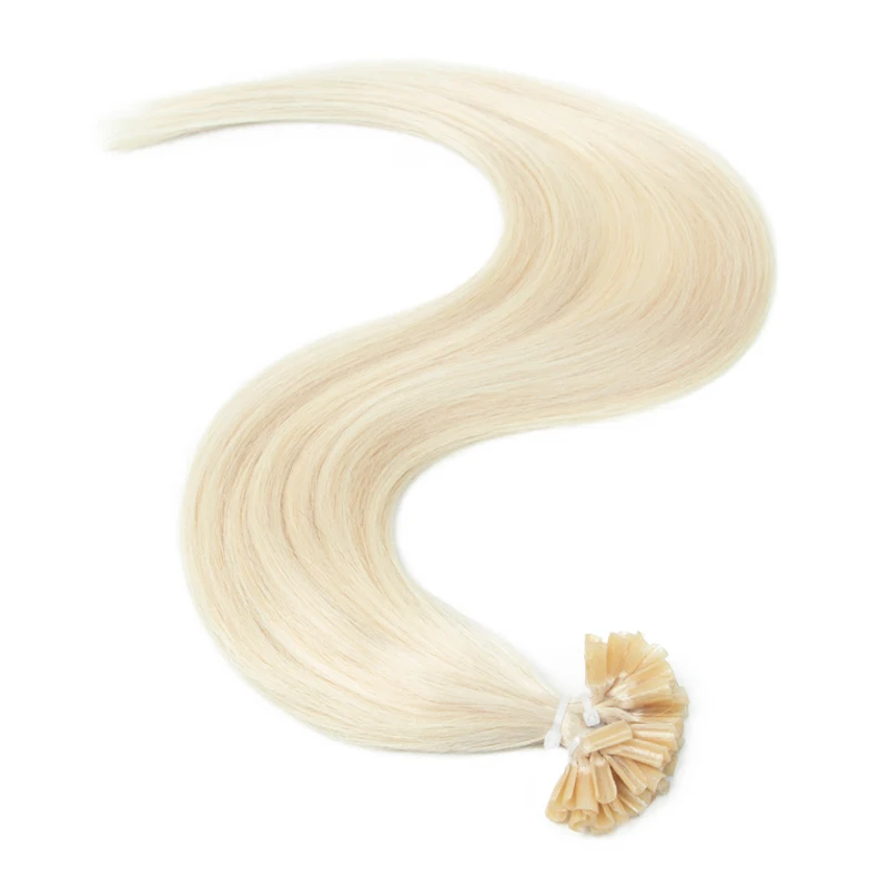 

#60 Blonde U Tip Keratin Hair Extension Natural Human Hair Hot Fusion Italiana Nail Capsules PreBonded 12-24" 50pcs/pack