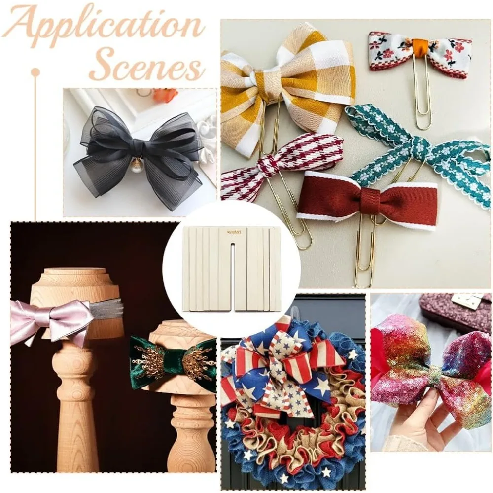 6Pcs 6 Sizes Wood Bow Maker Templates Bowknot DIY Craft Tool for Ribbon