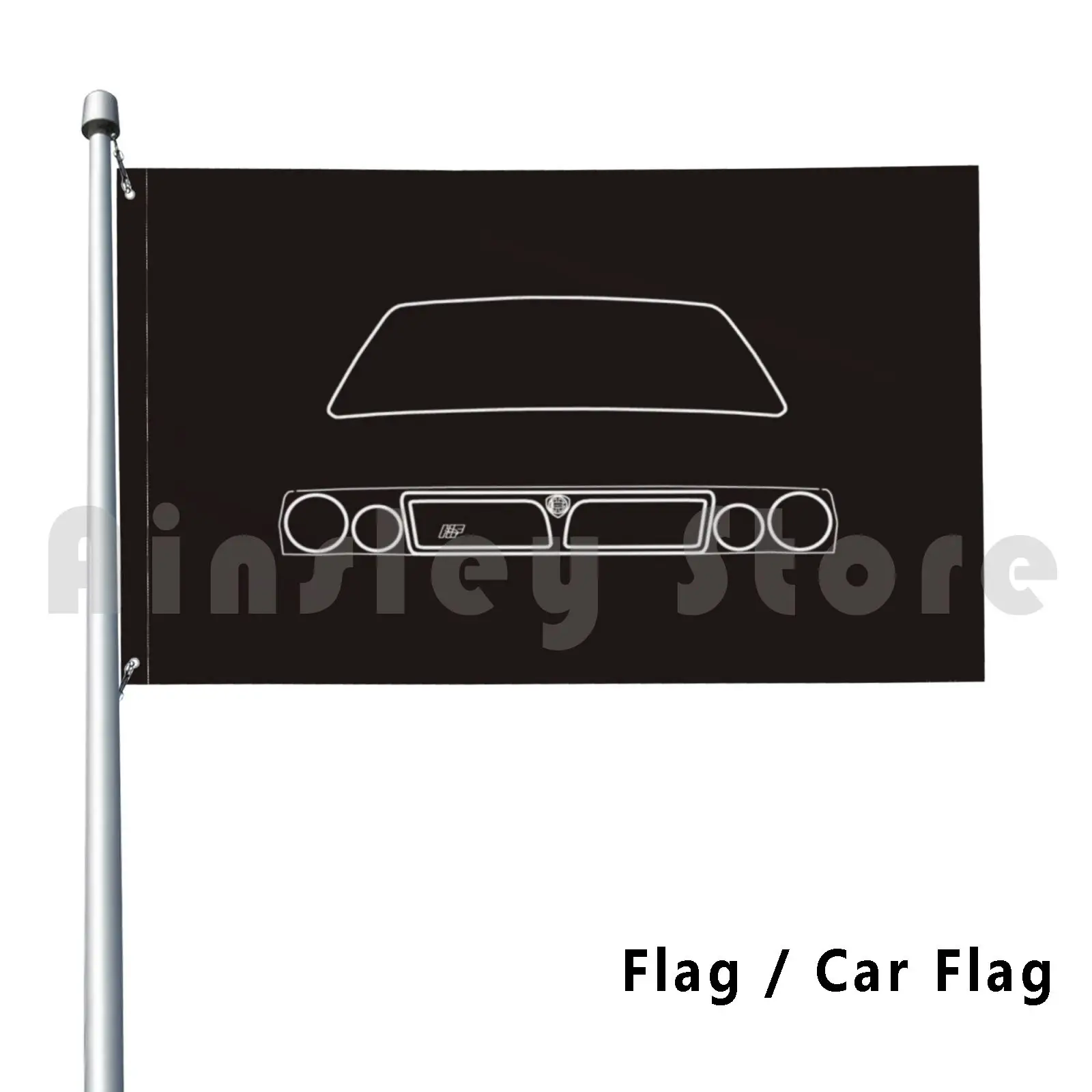 Lancia Delta Hf Integratore Outline Graphic (Bianco) Flag Car Flag Printing Custom Lancia Delta Integra Hf