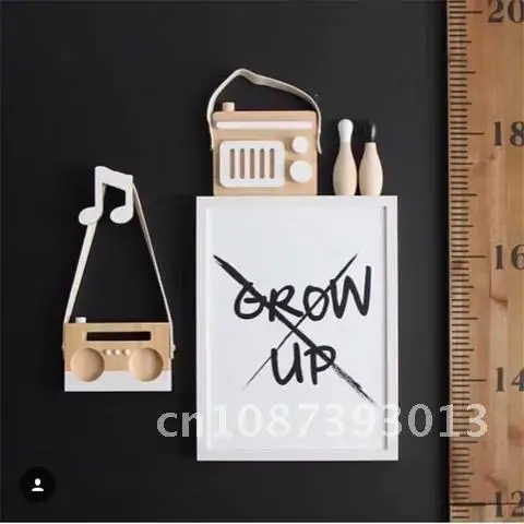 

Nordic Wood Radio Tape Recorder INS Wall Hanging Ornament Baby Wooden Toys Kids Room Decoration Birthday Gifts Photography Props