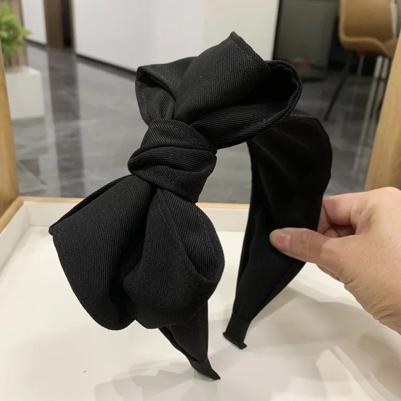 Kyoii★韓国ブランド★RIBBON BELL SK Black Bow Headband for Women Handmade High Level Hairband