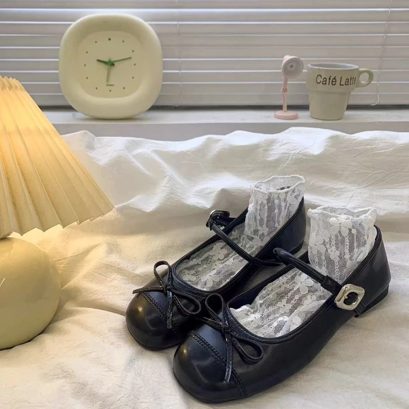 Spring Autumn Girl Mary Jane Shoes with Bowknot New Kids Causal Leather Shoes Wedding Party Versatile Children's Ballet Flats