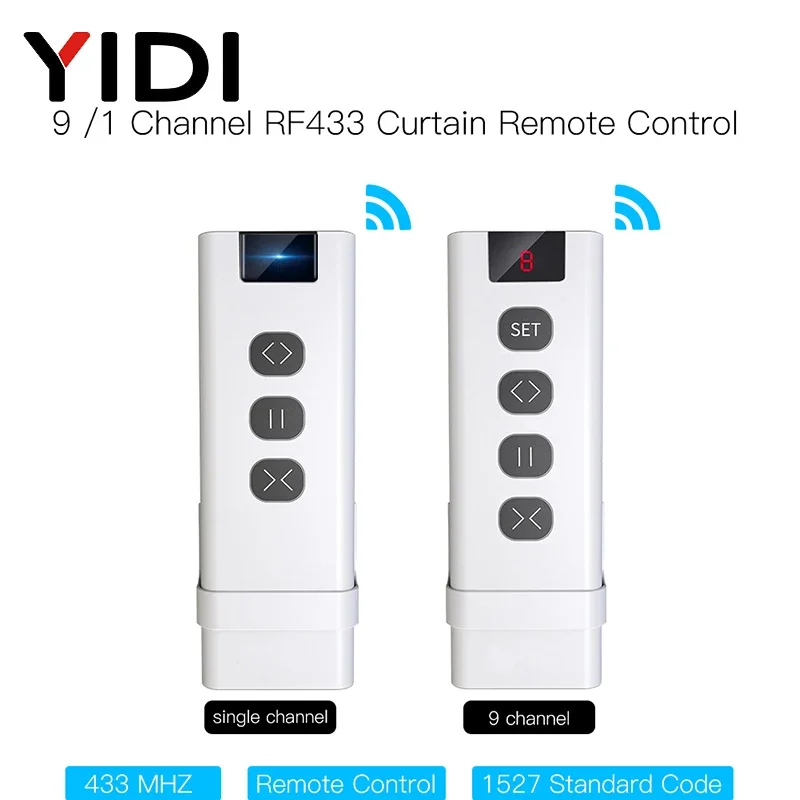 9 /1 Channel RF433 Remote Control for WiFi Curtain Switch RF Roller Blinds Module Battery Powered Curtain Accessories Emitter wireless remote control switch