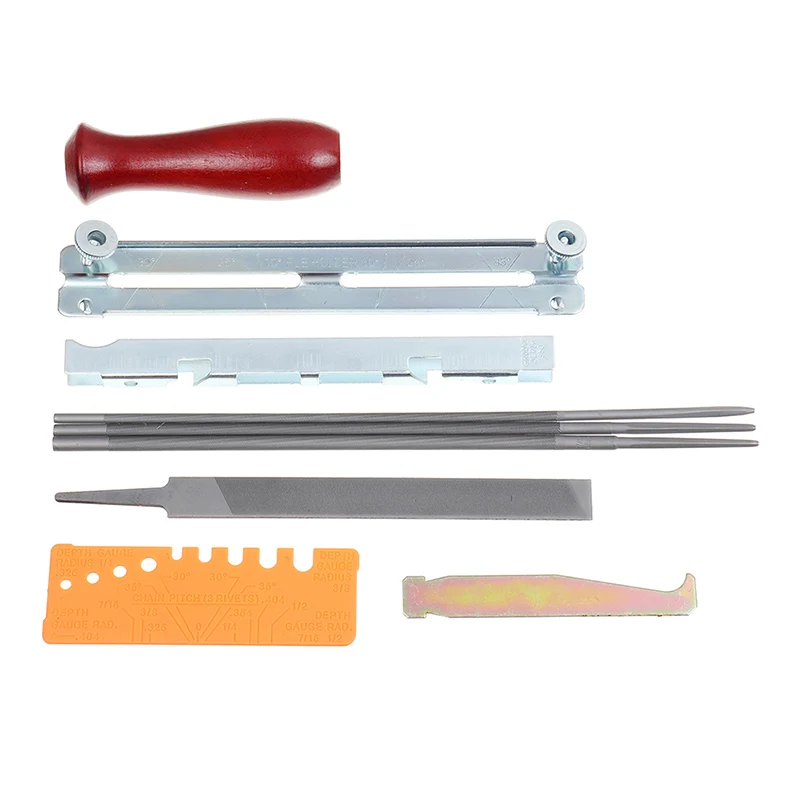 Chainsaw sharpening kit 10/11/12 pcs set professional hardwood handle round/flat file guide bar file sharpener tools