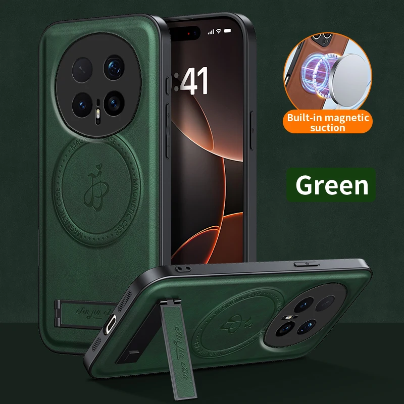 Leather Stand Case with Magnetic Closure and Full Camera Protection