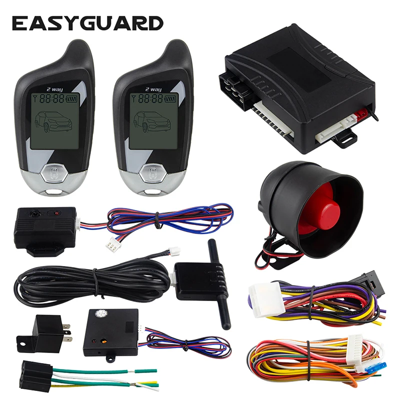 thumbnail image 1 of Sistema de alarma de seguridad para automóvil con pantalla LCD de 2 vías, alarma de vibración, sensor de microondas/choque universal de 12 V CC, advertencia de arranque remoto, 1 of 4