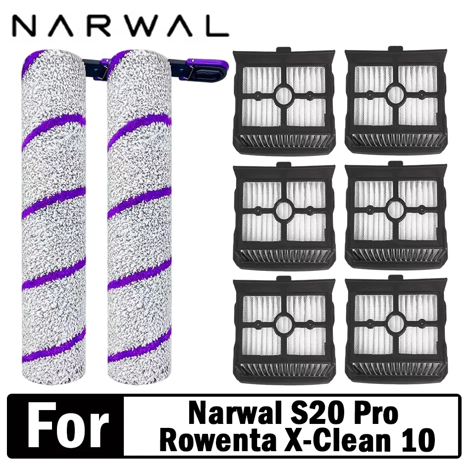 Narwal S20 Pro / Rowenta X-Clean 10 Parts Wet Dry Vacuum Cleaner Consumable Roller Brush HEPA Filter Accessories