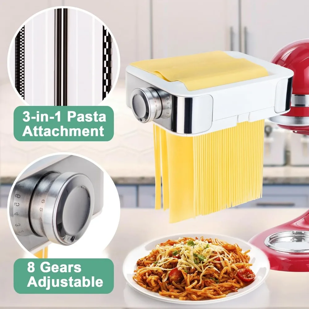 Slicer/Shredder Pasta Maker Set for Kitchenaid Stand Mixer,Fresh Prep Cheese Grater Food Slicers Attachment for Mixer 5 Blades 5