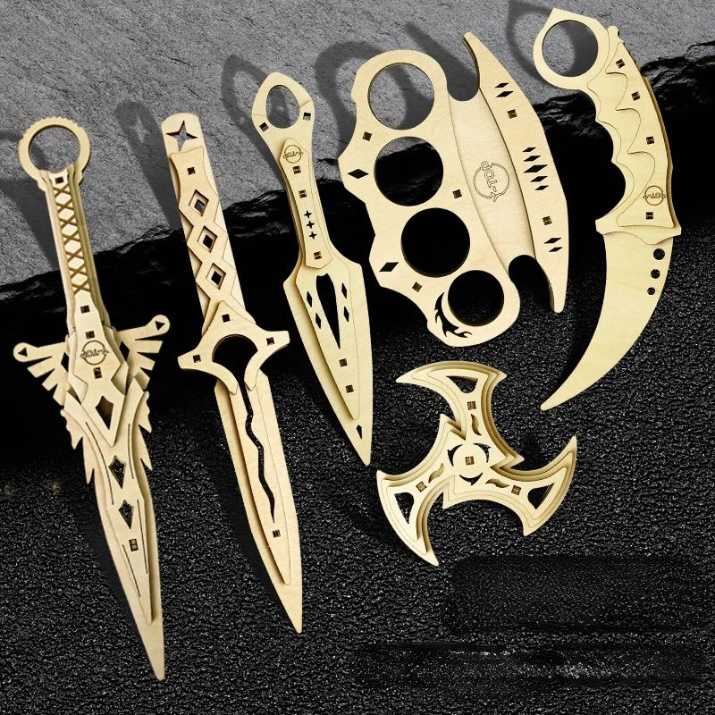 3D Puzzles Wood Toy Ninja Fake Kunai CSGO Folding Claw Knives Hand-assembled Dagger Model Kit Gift for Adults Teens DIY Gifts