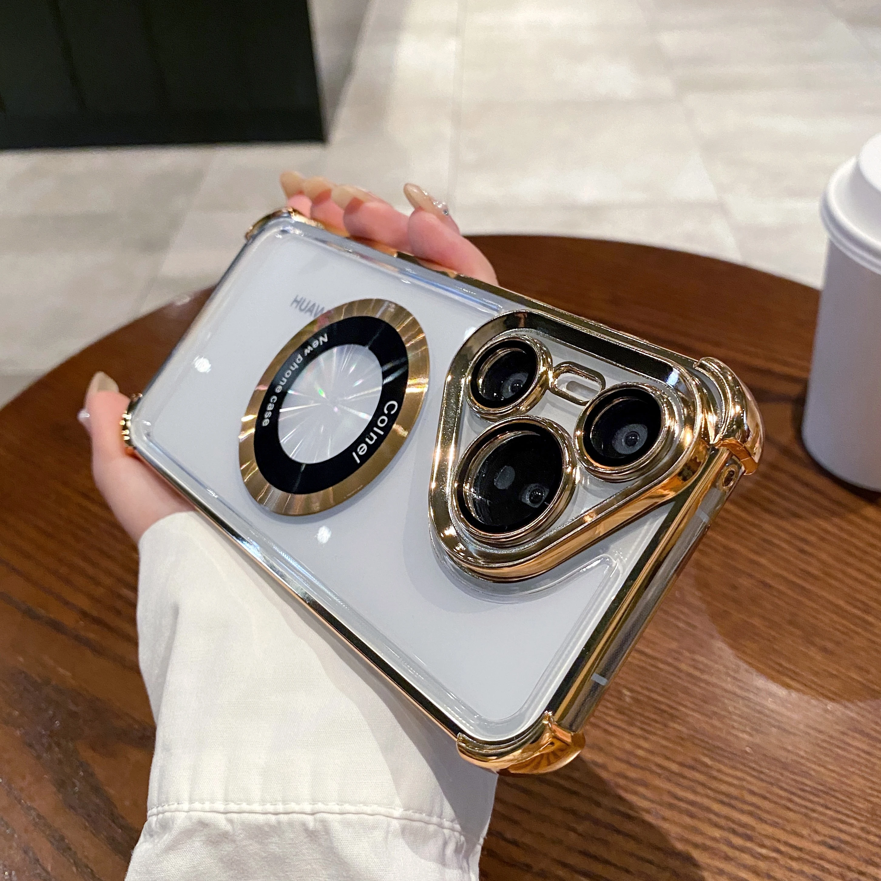 Clear Shockproof Magnetic MagSafe-Compatible Case with Glass Lens Hard Cover