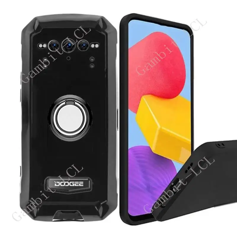 Shockproof Silicone Phone Case with Back Ring Holder - Soft TPU, Enhanced Protection, 6.58