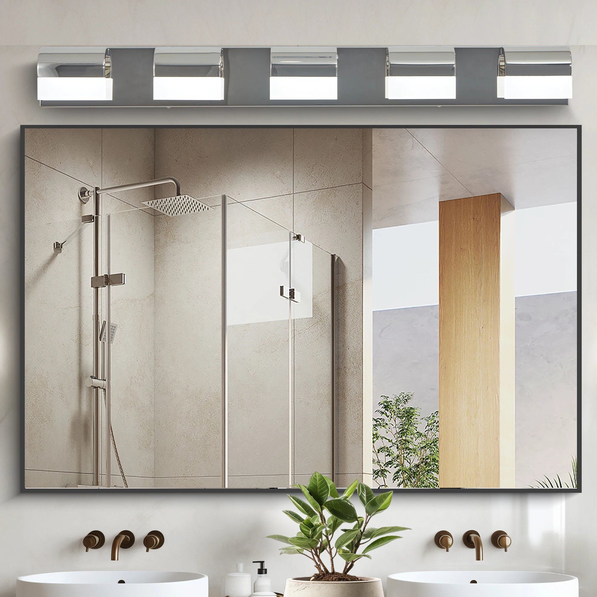 Simple Modern Silver 5 Lights Above Bathroom Lighting Fixtures Acrylic Bathroom Lights LED Home Decor