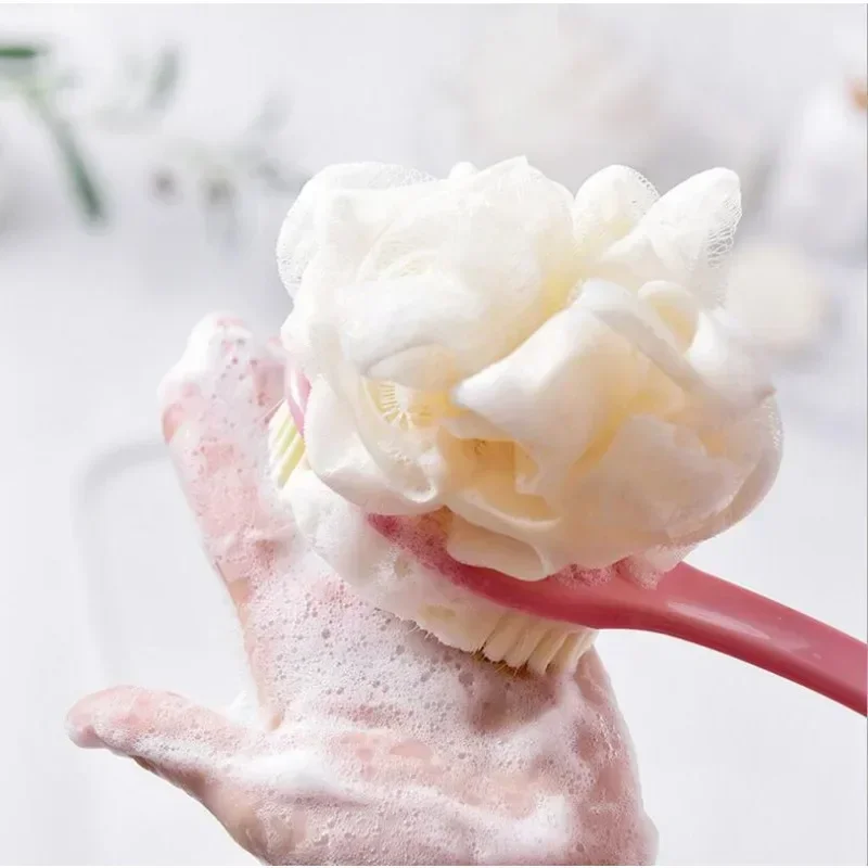 2-in-1 Bath Body Scrubber Brush Soft Back Brush Exfoliating Bath Shower Sponge Scrubbing Bathroom Shower Cleaning Tool