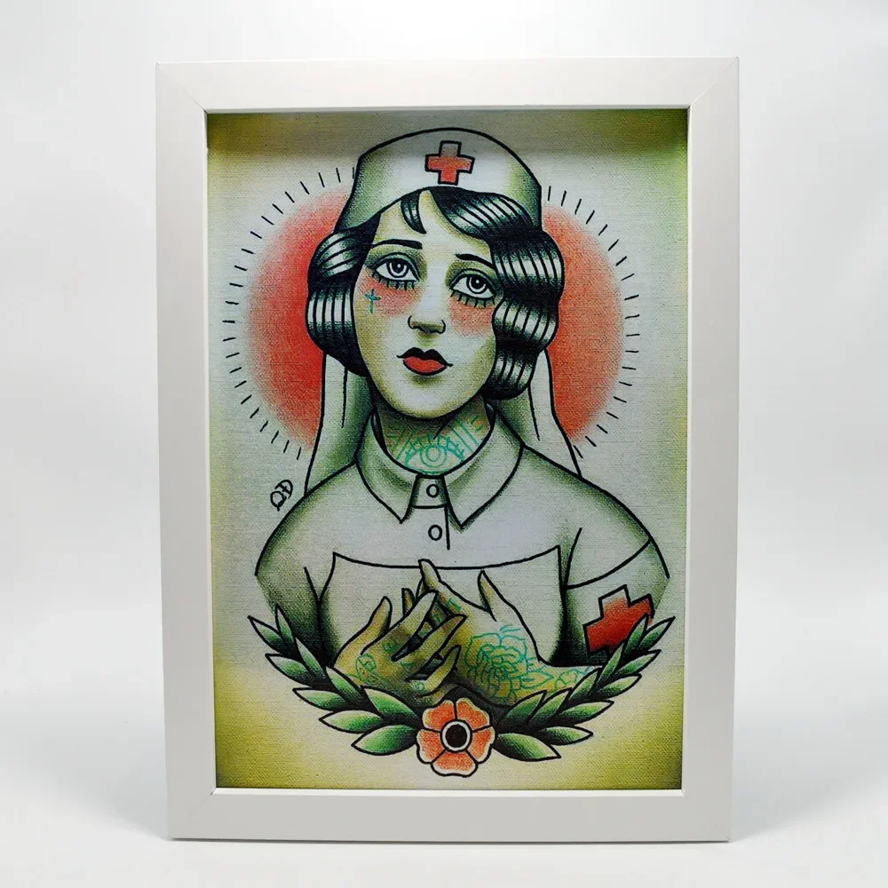 

Художественный плакат с татуировками медсестры, настенный плакат-стильная комната и тату-студия, настенный Декор, живопись, голографическая виниловая наклейка, роспись A1