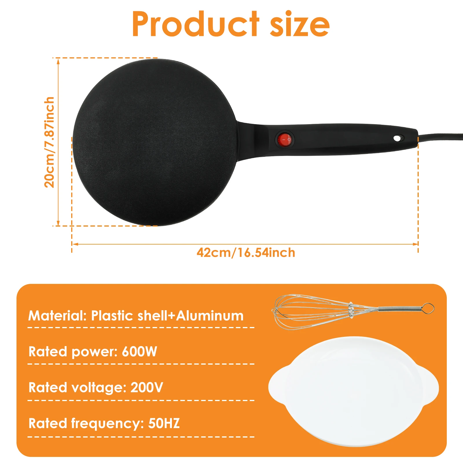 Electric Crepe Maker 8 Inches Portable Crepe Maker Machine with Nonstick Coating Multifunctional Pancake Pan Pancakes Making