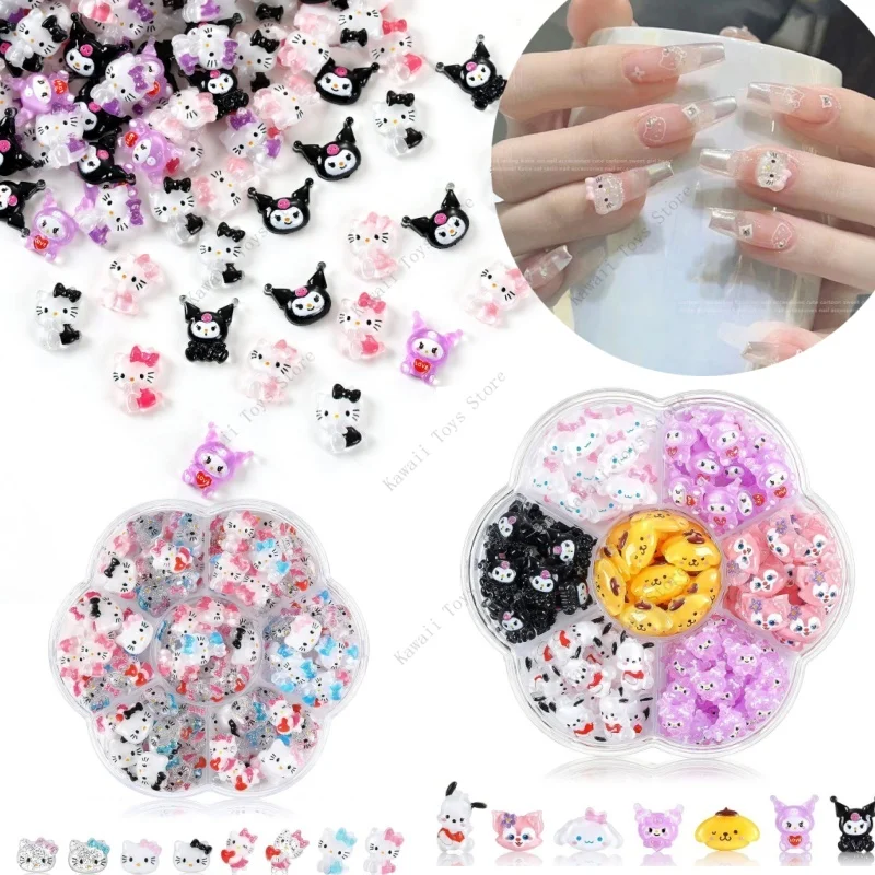 

70pcs/set Cartoon Diy Nail Decal Cute Anime Helloedkittys Kuromis Cinnamorolls Melodys Kawaii 3D Girl Nails Art Deco Gift