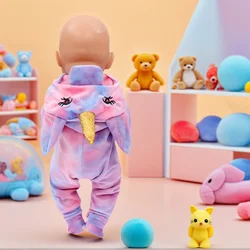 Adorable 43 cm Doll Outfit Set with Cozy Jumper, Romper Suit, and Shoes - Perfect Christmas Gift (Purple Unicorn)