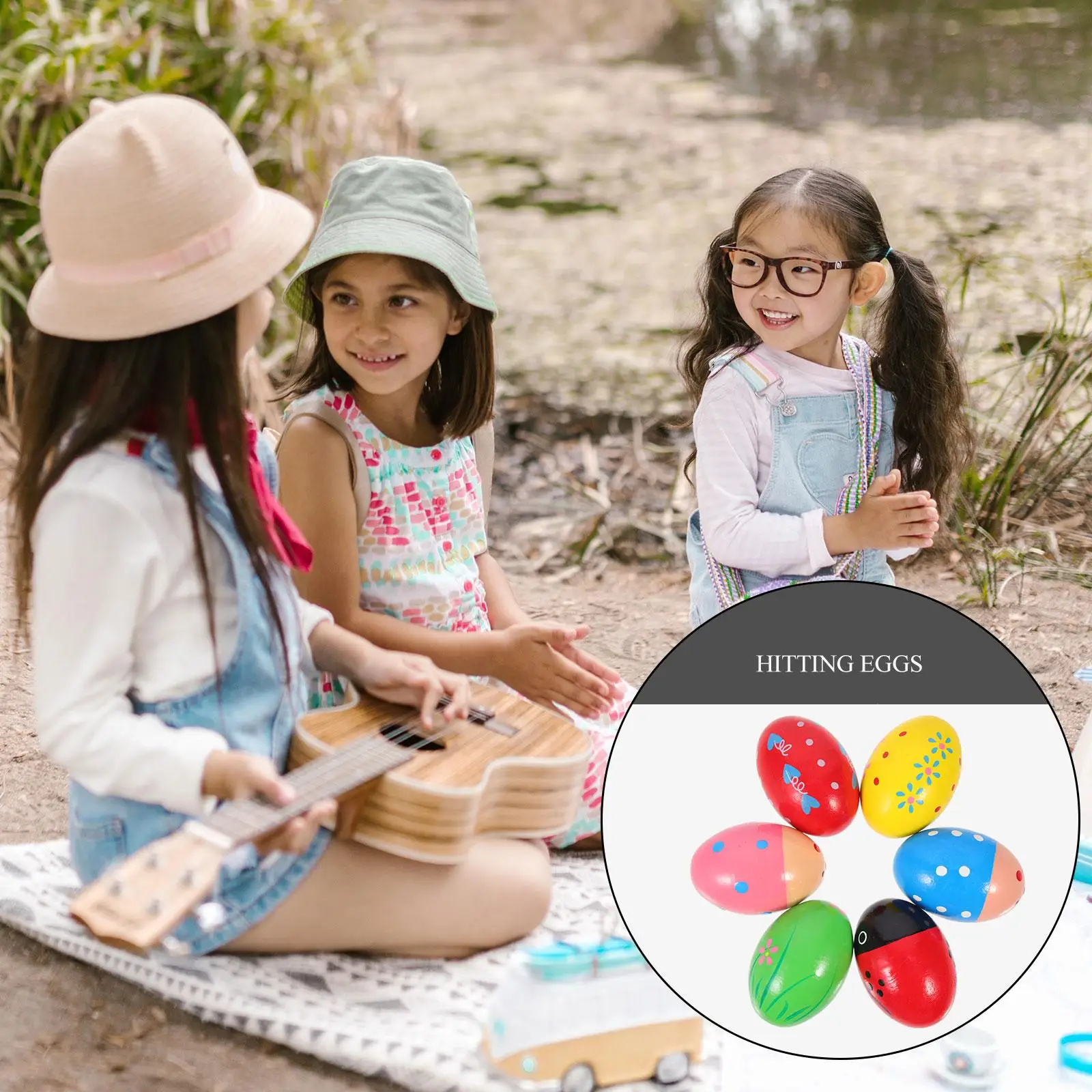 6Pcs Colorful Wooden Sand Eggs Musical Toys For Children Safe Paint Good Workmanship Percussion Instrument Plaything