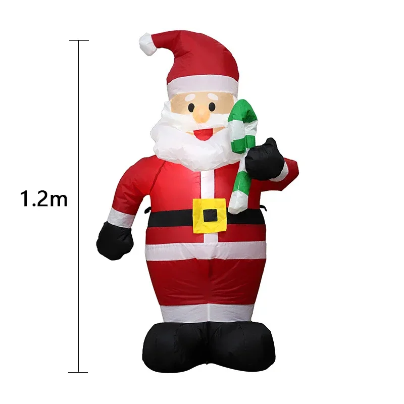 1.2M Christmas Decoration Crutch Santa Claus Inflatable Toy with LED Lights Outdoor Inflatable Model Ornament Party Garden Decor inflatable decoration toy