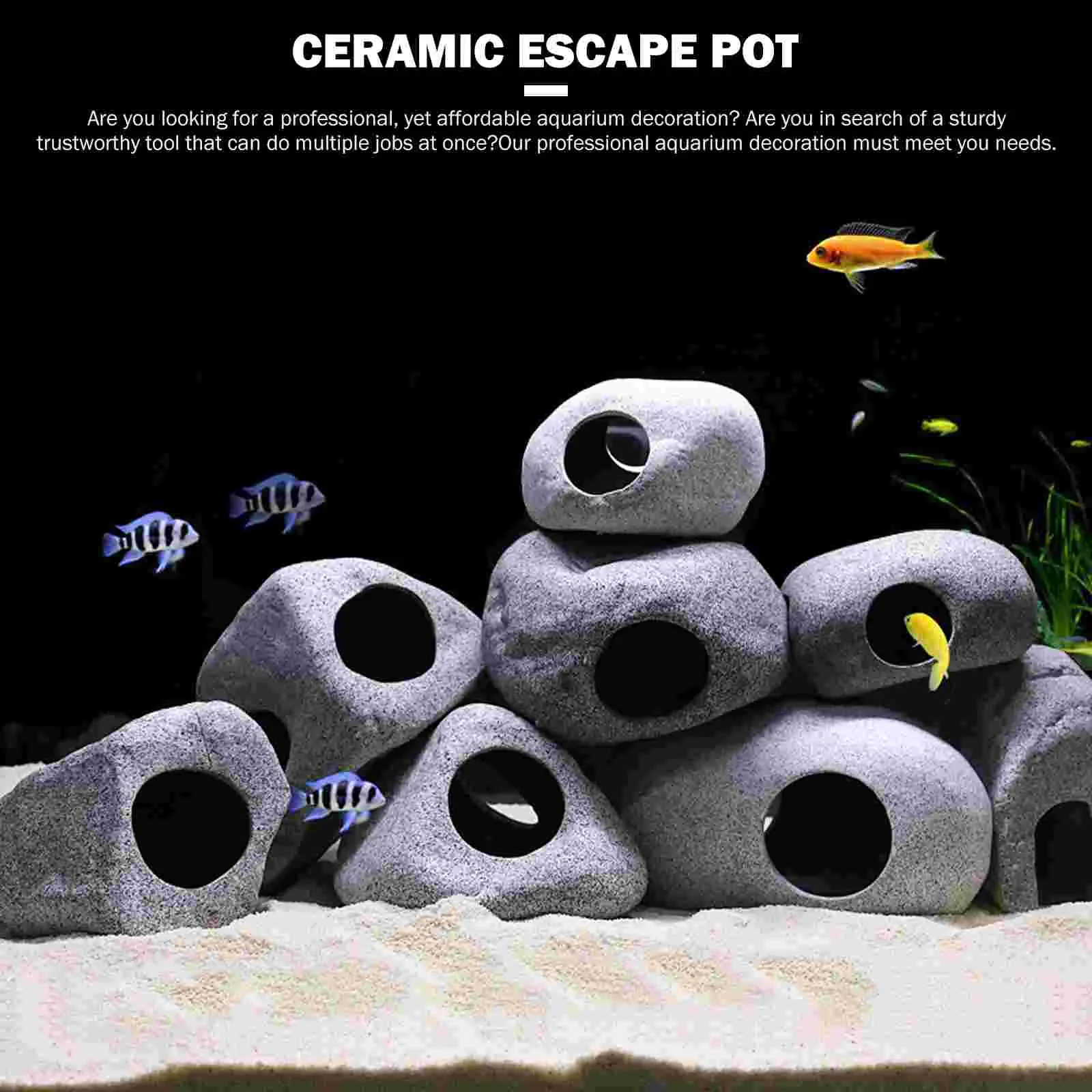 Ceramic Shrimp Cave Aquarium Ornament - close up