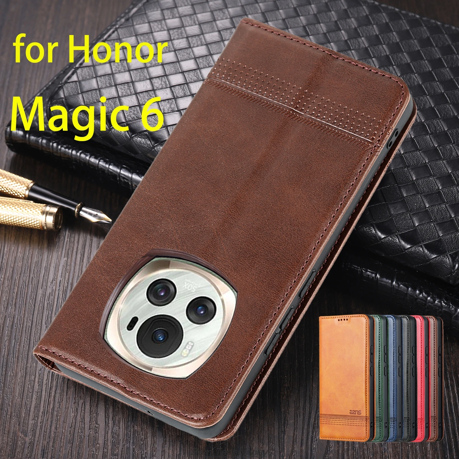 

Роскошный Магнитный кожаный чехол-книжка для Huawei Honor Magic 6 Magic6