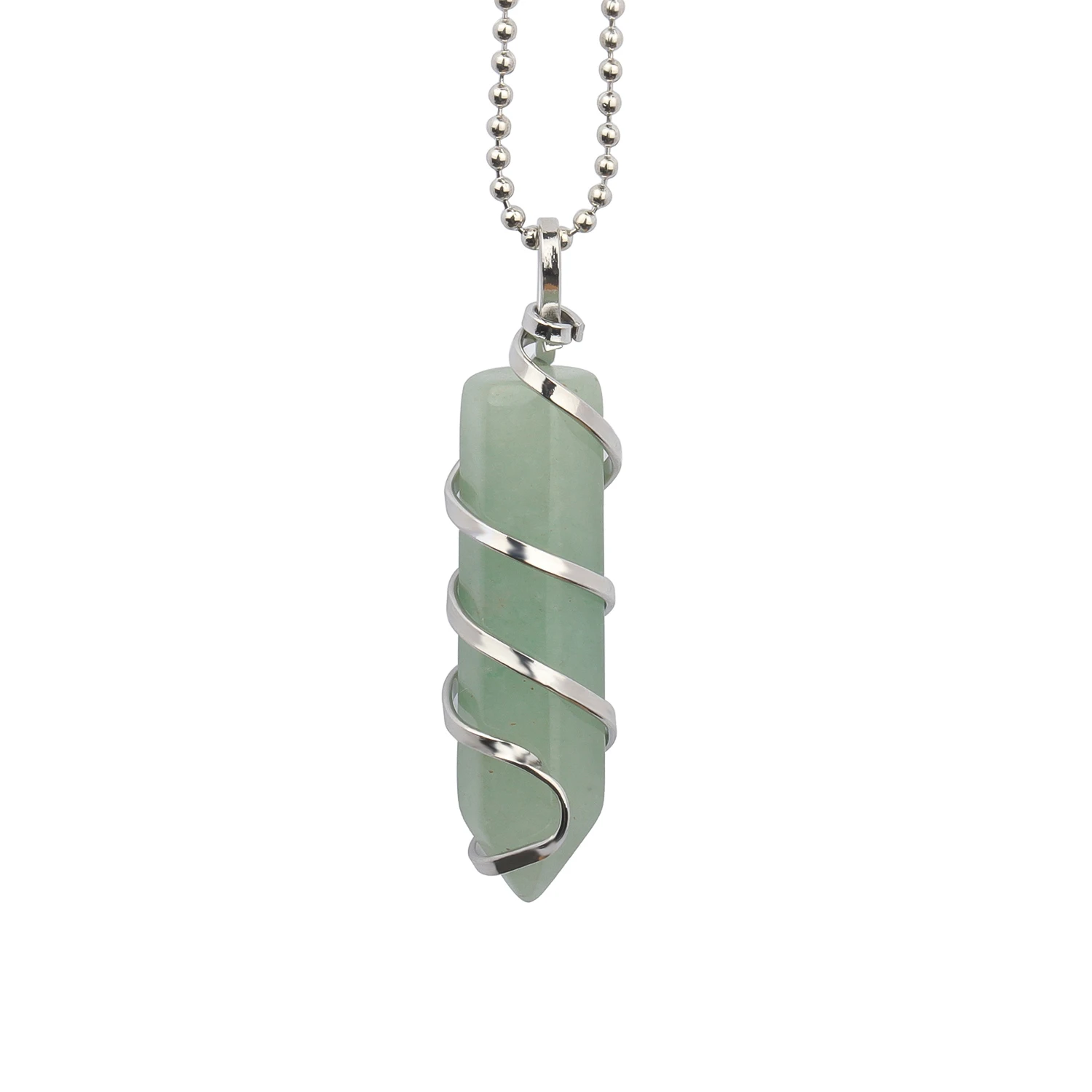 Pendentif Rectangle Aventurine Verte Naturelle - Pierre Roulée - Neuf