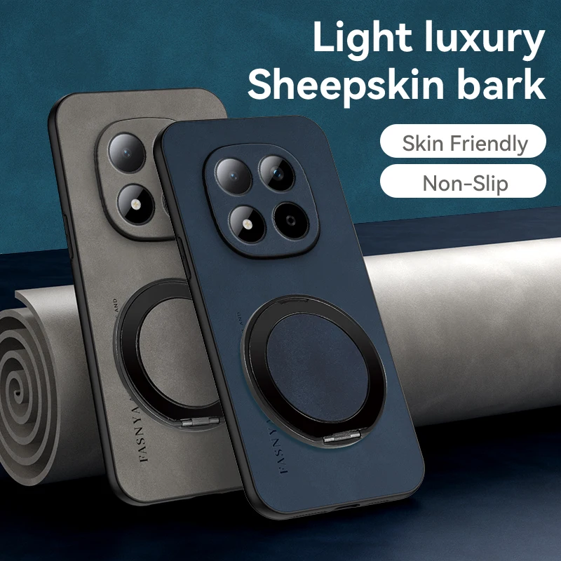 Premium Sheepskin Leather 360° Rotating Phone Holder Case