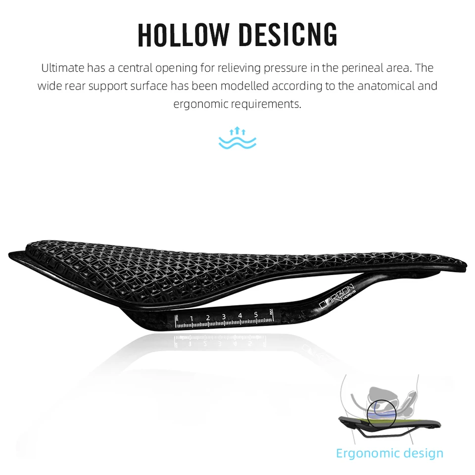 RYET-3Dプリントの超軽量自転車サドル カーボンファイバー 135mm  105g サイクリング用クッション RYET-3Dプリントの超軽量自転車サドル,カーボンファイバー,135mm, 105g