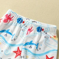 Kids Boys Swim Shorts Shark/Dinosaur/Starfish/Gamepad Print Swim Trunks Swimsuit Bathing Suit with Swim Cap 2-6T 5