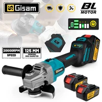 Meuleuse d'angle sans fil Gisam 125 mm, 7 vitesses, M14, machine à meuler, polir, couper, outil électrique pour le travail du bois, compatible avec la batterie Makita 18 V 1