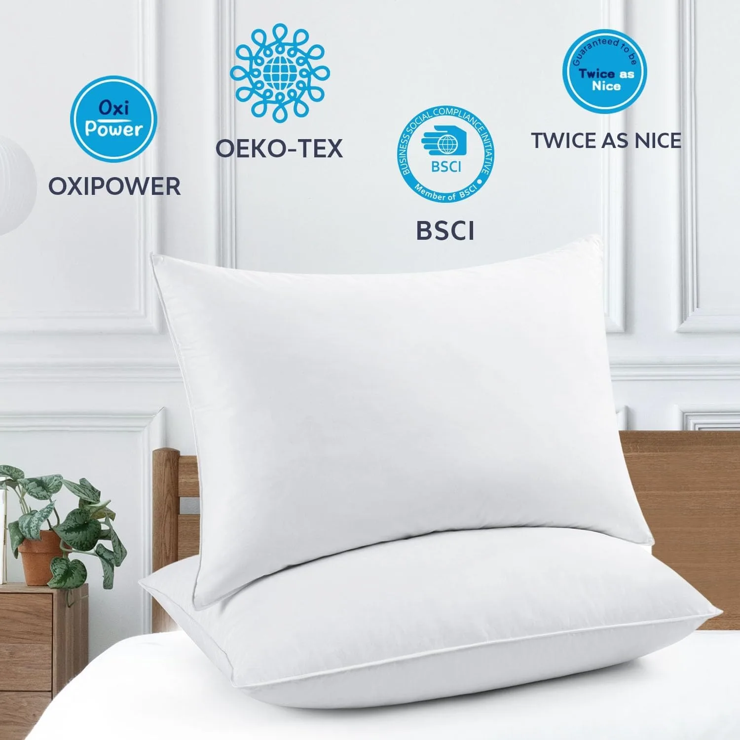 Tex Stead Goose Down Pillow 100% Cotton Set Bed Pillow, Luxury Hotel White Pillow Core, Comfortable and Warm 2-Piece Set 3