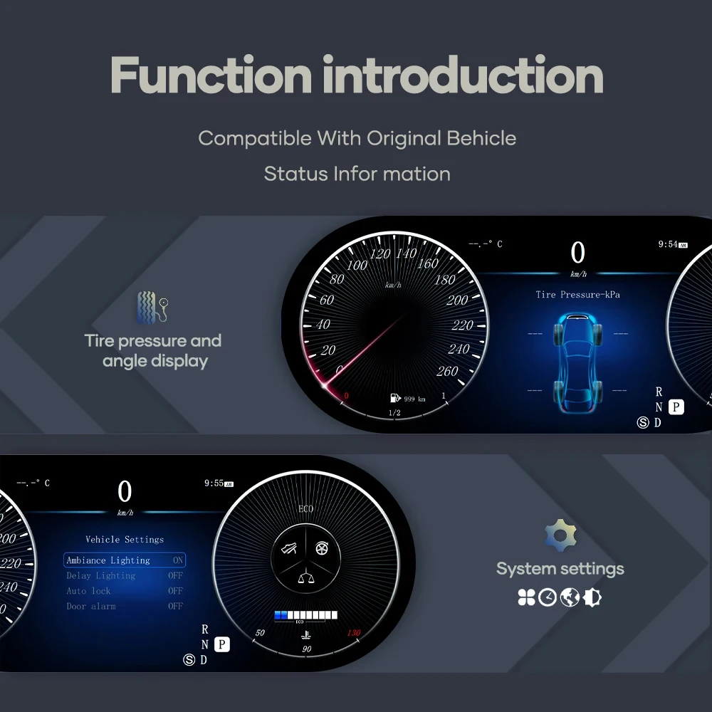 Panel de Instrumentos Digital de 12.3 Pulgadas para BenZ Clase C W204 Años 2011-2014, Velocímetro Virtual, Panel de Instrumentos 6