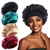 Satin Wide Brim Nightcap Shower Caps Silk Bonnet Elastic Soft Band Styling Cap Soft Silk Sleep Cap Bathroom Products 1